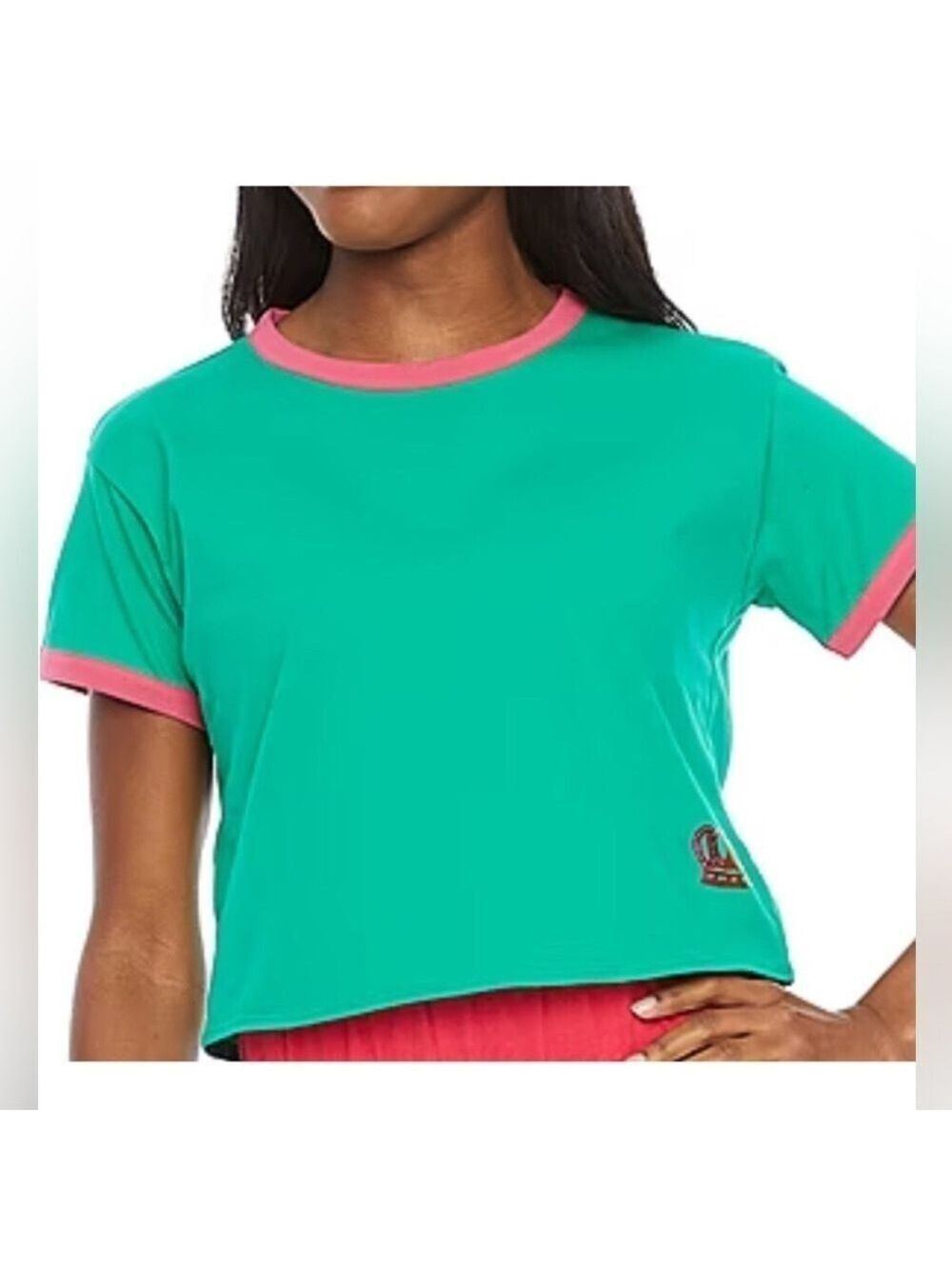 Juicy Couture cropped short sleeve tee Woman Junior XXL palm tree green